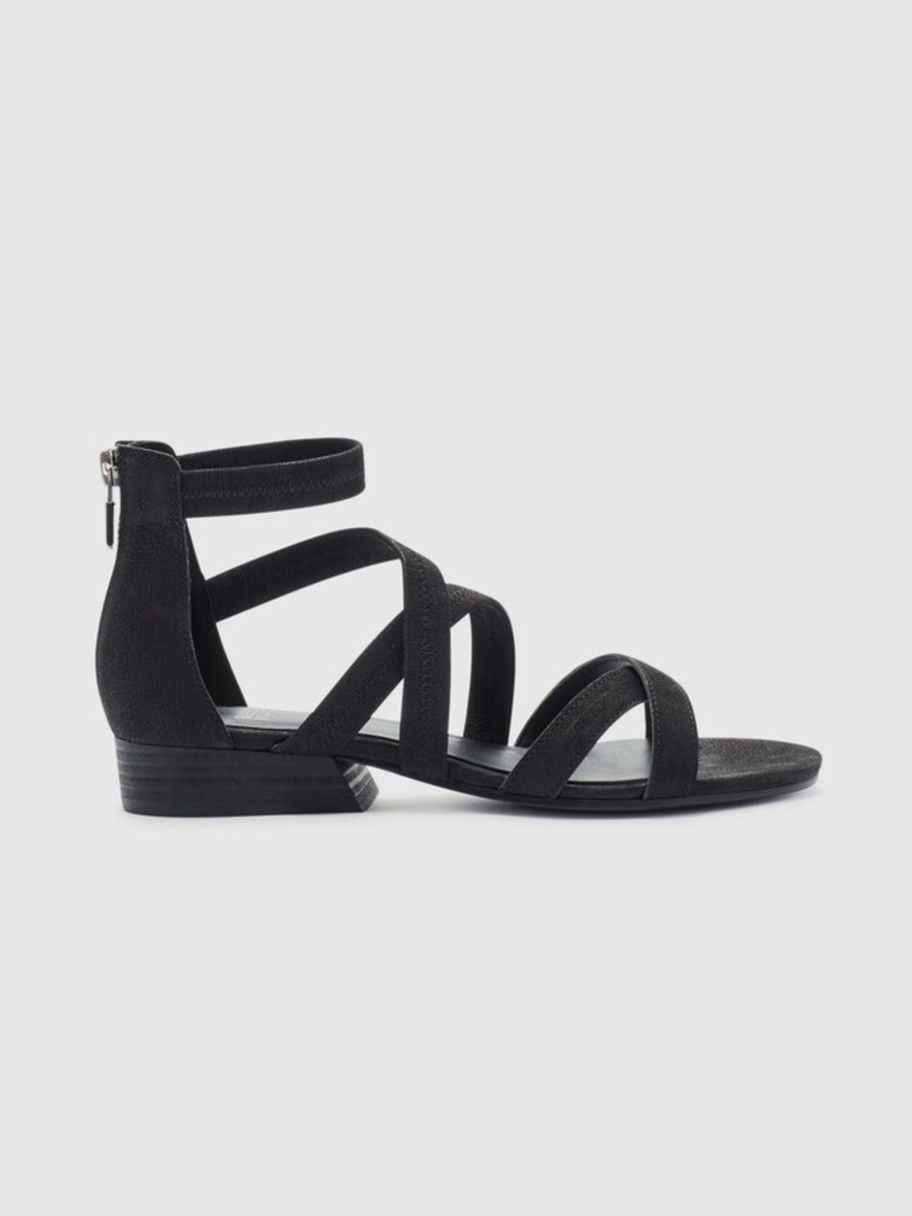 NWOT Eileen Fisher Black Nubuc Leather Eva Sandal Size 7